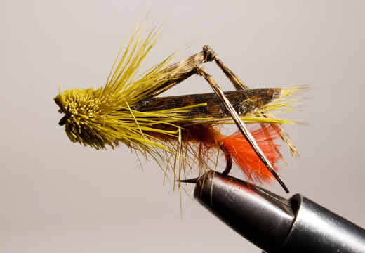 A hopper pattern that will cause comotion and disturbance on a stream from Terrestrials for Late Summer and Early Fall Fishing at www.flyfisher.com